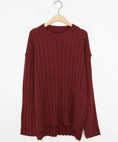 DHOLIC(ディーホリック)の「スリットヘムリブニット(ニット/セーター・レディース・パープル/ホワイト/レッド・FREE)」の3枚目の写真