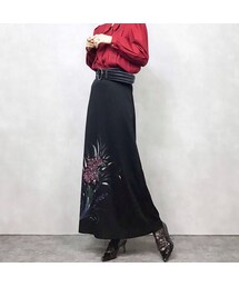 USED | Flower paint long skirt-633-10(スカート)