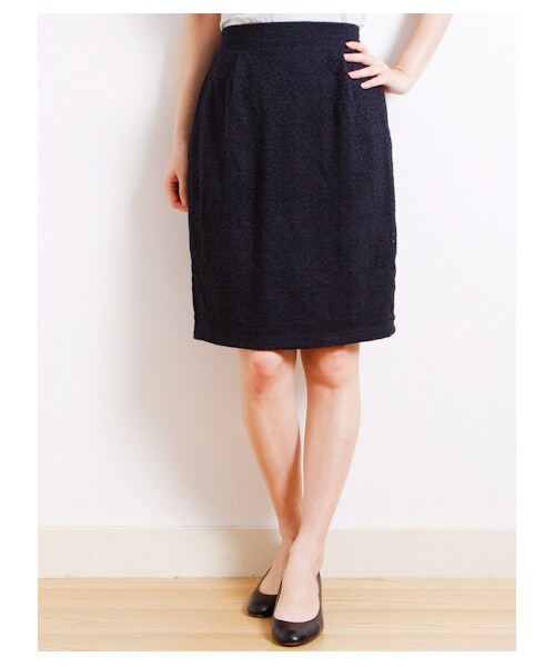 earth music&ecology（アースミュージックアンドエコロジー）の「・レースタイトスカート（スカート・レディース・オフホワイト/ブラック/ネイビー・S/M）」の3枚目の写真