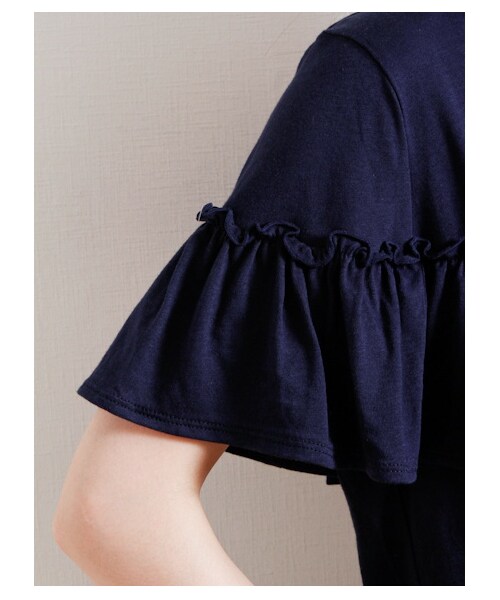 E hyphen world gallery（イーハイフンワールドギャラリー）の「1段フリルミックスプルオーバー（カットソー・レディース・オフホワイト/杢ライトグレー/イエロー/ネイビー・F）」の9枚目の写真