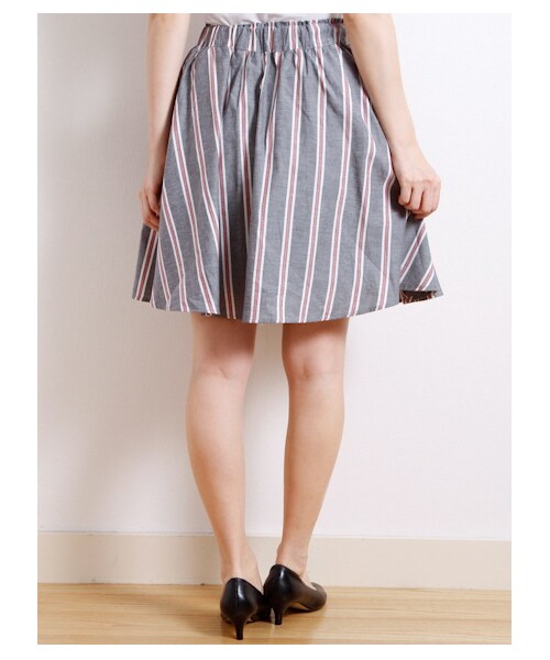 E hyphen world gallery（イーハイフンワールドギャラリー）の「・レジメンストライプスカート（スカート・レディース・レッド/サックスブルー・F）」の5枚目の写真