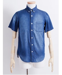 SEVENDAYS=SUNDAY | 4.5ozデニム ボタンダウン半袖シャツ(トップス)