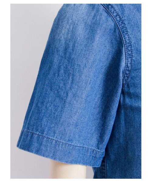 SEVENDAYS=SUNDAY(セブンデイズサンデイ)の「4.5ozデニム ボタンダウン半袖シャツ(シャツ・ブラウス・メンズ・インディゴ/ライトインディゴ・S/M/L/XL)」の9枚目の写真