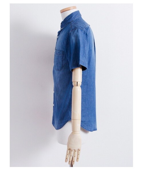 SEVENDAYS=SUNDAY(セブンデイズサンデイ)の「4.5ozデニム ボタンダウン半袖シャツ(シャツ・ブラウス・メンズ・インディゴ/ライトインディゴ・S/M/L/XL)」の5枚目の写真