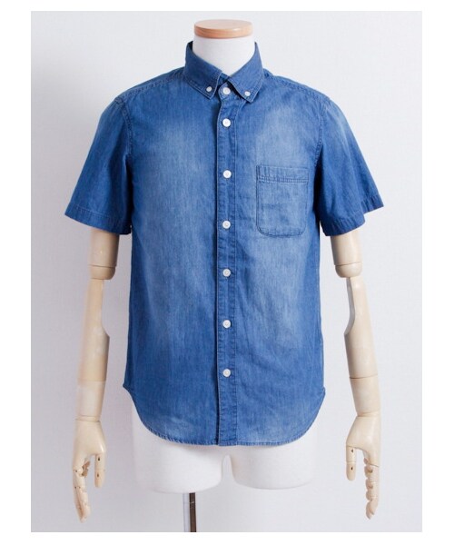 SEVENDAYS=SUNDAY(セブンデイズサンデイ)の「4.5ozデニム ボタンダウン半袖シャツ(シャツ・ブラウス・メンズ・インディゴ/ライトインディゴ・S/M/L/XL)」の2枚目の写真