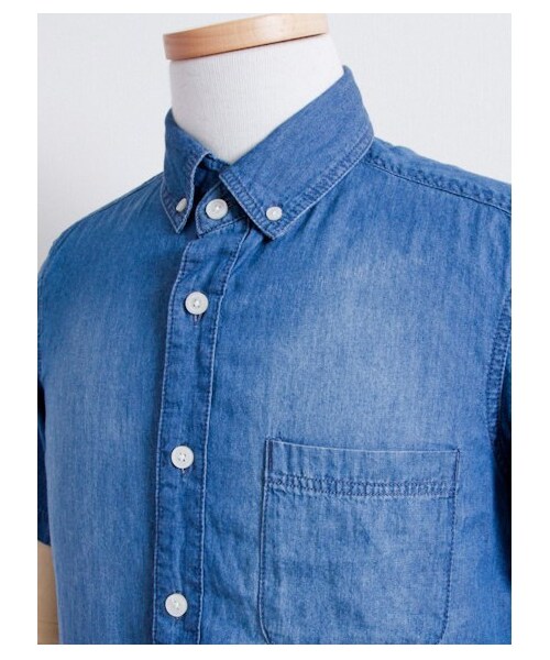 SEVENDAYS=SUNDAY(セブンデイズサンデイ)の「4.5ozデニム ボタンダウン半袖シャツ(シャツ・ブラウス・メンズ・インディゴ/ライトインディゴ・S/M/L/XL)」の8枚目の写真