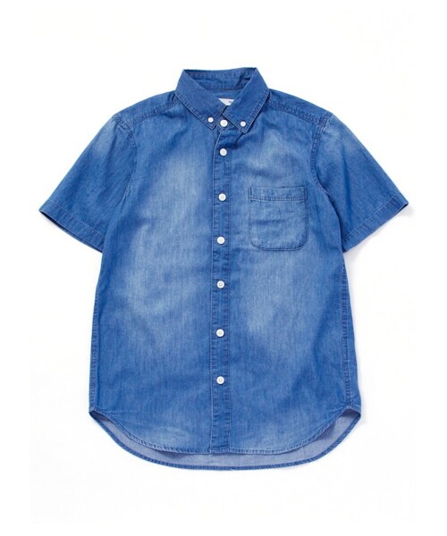 SEVENDAYS=SUNDAY(セブンデイズサンデイ)の「4.5ozデニム ボタンダウン半袖シャツ(シャツ・ブラウス・メンズ・インディゴ/ライトインディゴ・S/M/L/XL)」の3枚目の写真