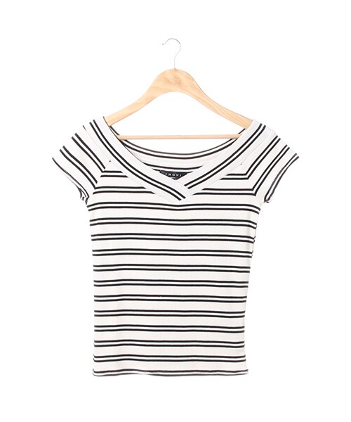 INGNI（イング）の「マルチボーダーオフショル／Tシャツ（トップス・レディース・ｵﾌﾎﾜｲﾄ/ｸﾛ/ｱｶ/ｲｴﾛｰ/ｺﾝ/ﾄﾘｺﾛｰﾙ・M）」の8枚目の写真