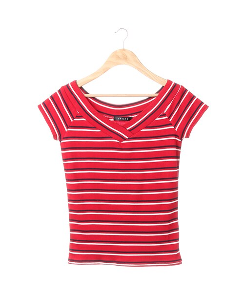 INGNI（イング）の「マルチボーダーオフショル／Tシャツ（トップス・レディース・ｵﾌﾎﾜｲﾄ/ｸﾛ/ｱｶ/ｲｴﾛｰ/ｺﾝ/ﾄﾘｺﾛｰﾙ・M）」の9枚目の写真