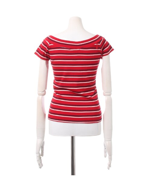 INGNI（イング）の「マルチボーダーオフショル／Tシャツ（トップス・レディース・ｵﾌﾎﾜｲﾄ/ｸﾛ/ｱｶ/ｲｴﾛｰ/ｺﾝ/ﾄﾘｺﾛｰﾙ・M）」の3枚目の写真