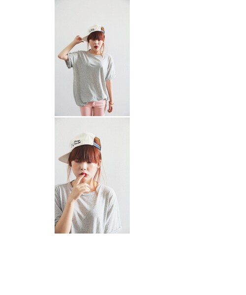 STYLENANDA（スタイルナンダ）の「ナチュラル系ウォッシングルーズＴシャツ（トップス・レディース・ホワイト/カーキ/ベージュ/ブラック/メランジグレー・フリーサイズ）」の18枚目の写真