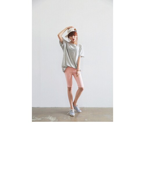 STYLENANDA（スタイルナンダ）の「ナチュラル系ウォッシングルーズＴシャツ（トップス・レディース・ホワイト/カーキ/ベージュ/ブラック/メランジグレー・フリーサイズ）」の16枚目の写真