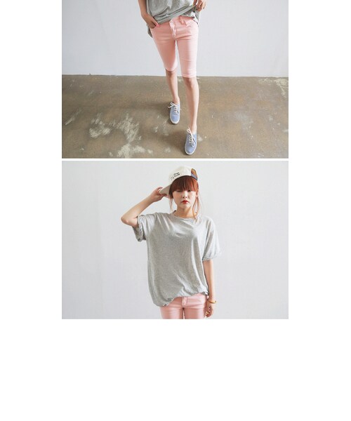 STYLENANDA（スタイルナンダ）の「ナチュラル系ウォッシングルーズＴシャツ（トップス・レディース・ホワイト/カーキ/ベージュ/ブラック/メランジグレー・フリーサイズ）」の22枚目の写真