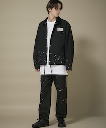 〈美品〉Blackeyepatch 【L】ベロア ワークジャケット 黒 極美品 BlackEyePatch ブラックアイパッチ ベロアワークジャケット