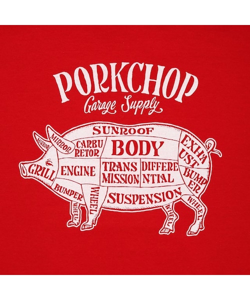 PORKCHOP ポークチョップ PORK BACK HOODIEパーカー 赤M PORKCHOP ポークチョップ PORK BACK HOODIEパーカー 赤M 【公式通販】