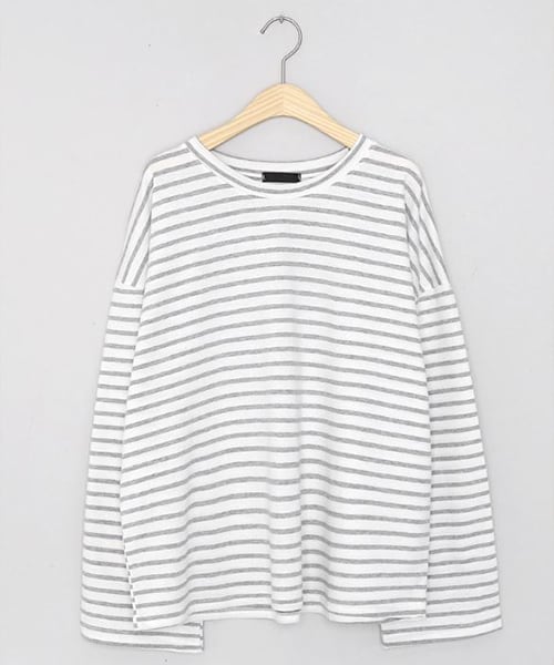 DHOLIC（ディーホリック）の「ボーダールーズTシャツ（Tシャツ/カットソー・レディース・ブラウン/グレー/ブラック/レッド・FREE）」の3枚目の写真