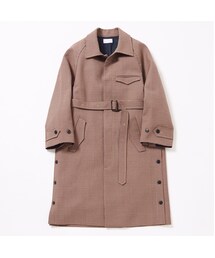 RYO TAKASHIMA | Side slit balmacaan coat(Gun club check)(ステンカラーコート)