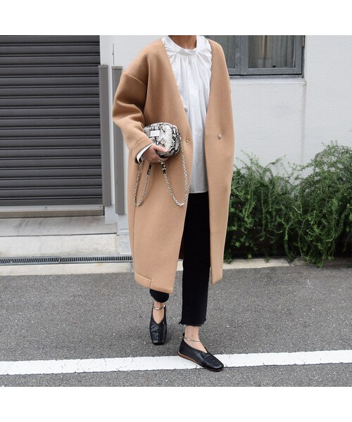 no brand(ノーブランド)の「ダンボールニットカラーレスコート(ダウンジャケット/コート・レディース・その他)」の2枚目の写真