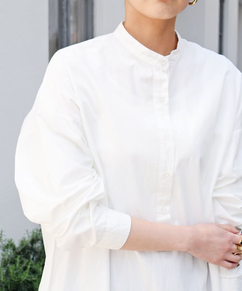 no brand（ノーブランド）の「スタンドカラーオーバーシャツOP（ワンピース・レディース・その他）」の3枚目の写真