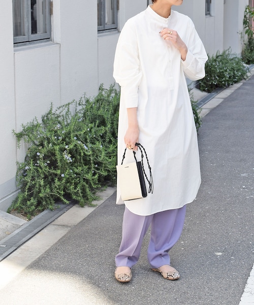 no brand（ノーブランド）の「スタンドカラーオーバーシャツOP（ワンピース・レディース・その他）」の2枚目の写真