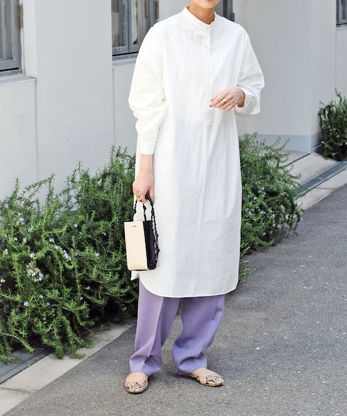 no brand（ノーブランド）の「スタンドカラーオーバーシャツOP（ワンピース・レディース・その他）」の5枚目の写真