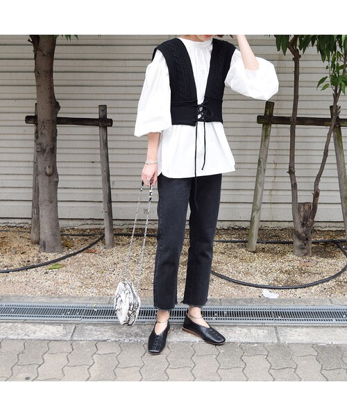 no brand（ノーブランド）の「ケーブルレースアップベスト（ベスト・レディース・その他）」の8枚目の写真