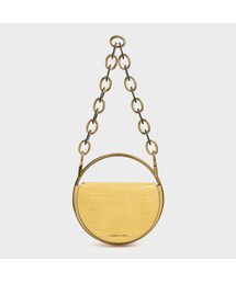 CHARLES & KEITH | クロックエフェクト サーキュラーバッグ / Croc-Effect Circular Bag (Yellow)(バッグ)