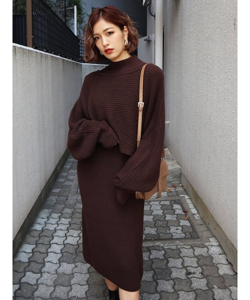 EMODA（エモダ）の「レイヤードミディニット&ワンピースセット（ニット