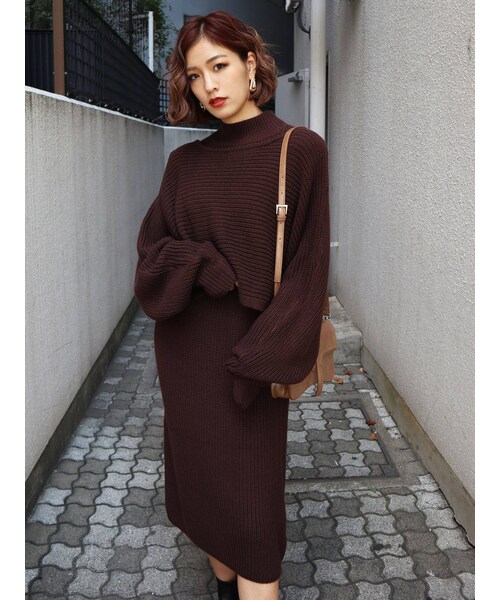 Emoda エモダ の レイヤードミディニット ワンピースセット トップス Wear