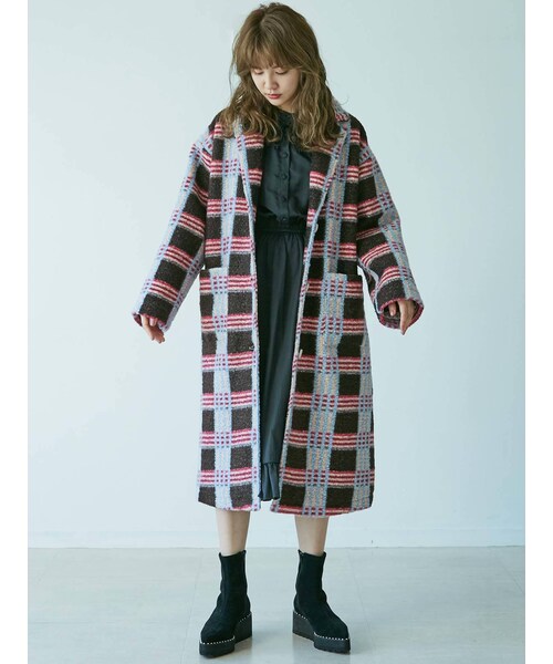 merry jenny（メリージェニー）の「バイカラーチェックチェスターコート（その他アウター・ミックス/ピンク/ベージュ・F）」の22枚目の写真