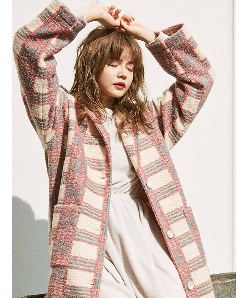 merry jenny（メリージェニー）の「バイカラーチェックチェスターコート（その他アウター・ミックス/ピンク/ベージュ・F）」の19枚目の写真