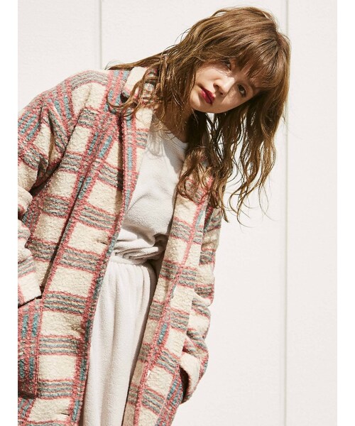 merry jenny（メリージェニー）の「バイカラーチェックチェスターコート（その他アウター・ミックス/ピンク/ベージュ・F）」の8枚目の写真
