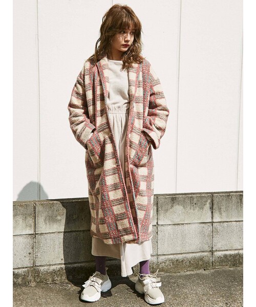 merry jenny（メリージェニー）の「バイカラーチェックチェスターコート（その他アウター・ミックス/ピンク/ベージュ・F）」の13枚目の写真