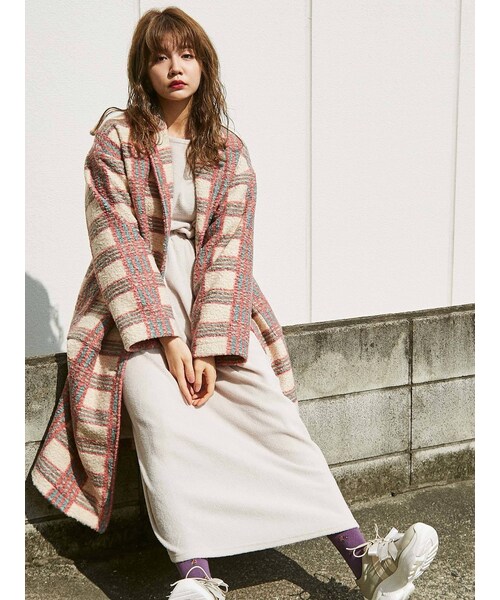 merry jenny（メリージェニー）の「バイカラーチェックチェスターコート（その他アウター・ミックス/ピンク/ベージュ・F）」の16枚目の写真