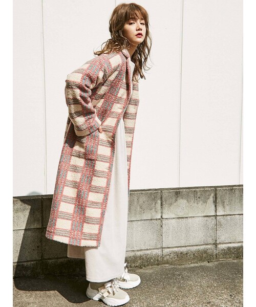 merry jenny（メリージェニー）の「バイカラーチェックチェスターコート（その他アウター・ミックス/ピンク/ベージュ・F）」の7枚目の写真