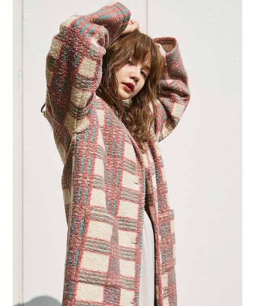 merry jenny（メリージェニー）の「バイカラーチェックチェスターコート（その他アウター・ミックス/ピンク/ベージュ・F）」の11枚目の写真