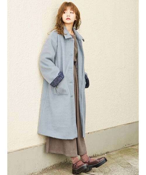 merry jenny（メリージェニー）の「バイカラールーズAラインコート（その他アウター・パープル/アイスブルー・F）」の18枚目の写真