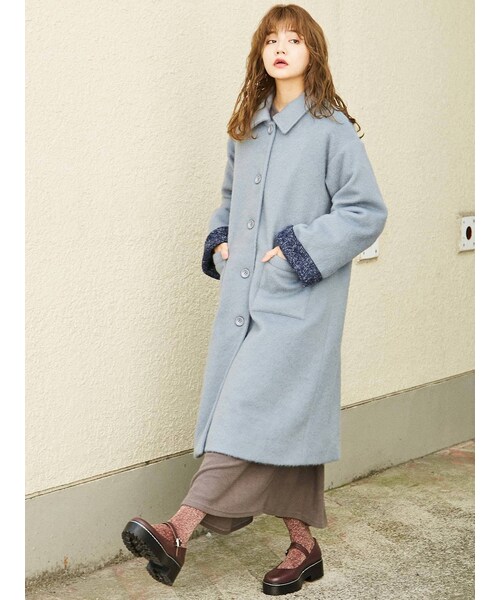 merry jenny（メリージェニー）の「バイカラールーズAラインコート（その他アウター・パープル/アイスブルー・F）」の14枚目の写真