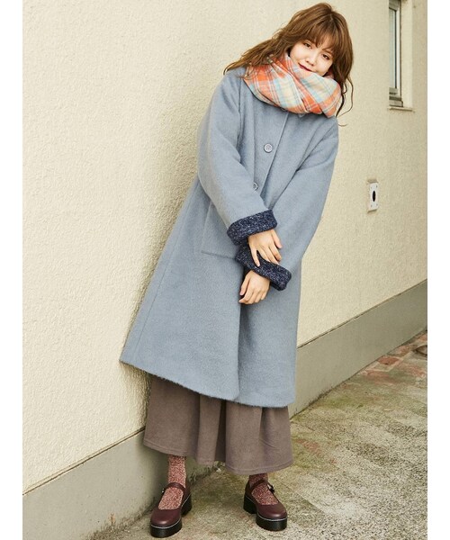 merry jenny（メリージェニー）の「バイカラールーズAラインコート（その他アウター・パープル/アイスブルー・F）」の8枚目の写真