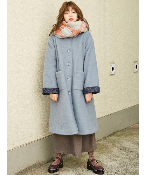 merry jenny（メリージェニー）の「バイカラールーズAラインコート（その他アウター・パープル/アイスブルー・F）」の2枚目の写真