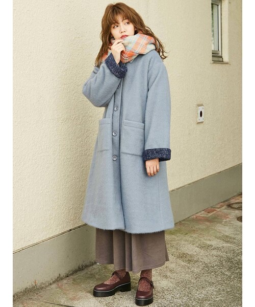 merry jenny（メリージェニー）の「バイカラールーズAラインコート（その他アウター・パープル/アイスブルー・F）」の7枚目の写真