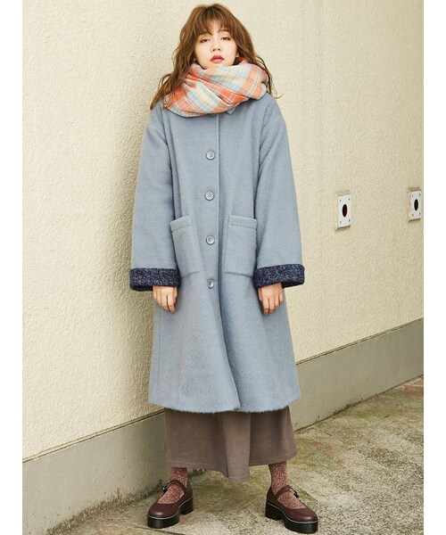 merry jenny（メリージェニー）の「バイカラールーズAラインコート（その他アウター・パープル/アイスブルー・F）」の3枚目の写真