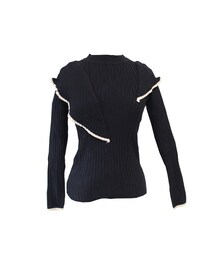 decorative frill knit///　black