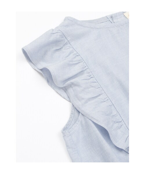 w closet（ダブルクローゼット）の「細ストライプ袖フリル付きプルオーバー（トップス・レディース・Lベージュ/ブルー/ブラック・FREE）」の7枚目の写真