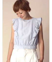 w closet | 細ストライプ袖フリル付きプルオーバー(トップス)