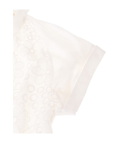 w closet（ダブルクローゼット）の「衿付きチュール刺繍レースラグラン半袖プルオーバー（トップス・レディース・オフホワイト/ネイビー/サックス×オフホワイト・FREE）」の8枚目の写真