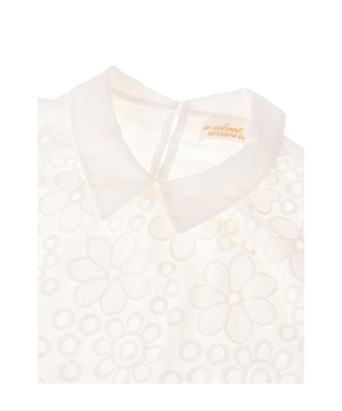 w closet（ダブルクローゼット）の「衿付きチュール刺繍レースラグラン半袖プルオーバー（トップス・レディース・オフホワイト/ネイビー/サックス×オフホワイト・FREE）」の7枚目の写真