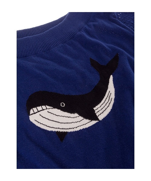 w closet（ダブルクローゼット）の「クジラ柄オフショルダー半袖ニットプルオーバー（トップス・レディース・オフホワイト/Lネイビー・FREE）」の8枚目の写真