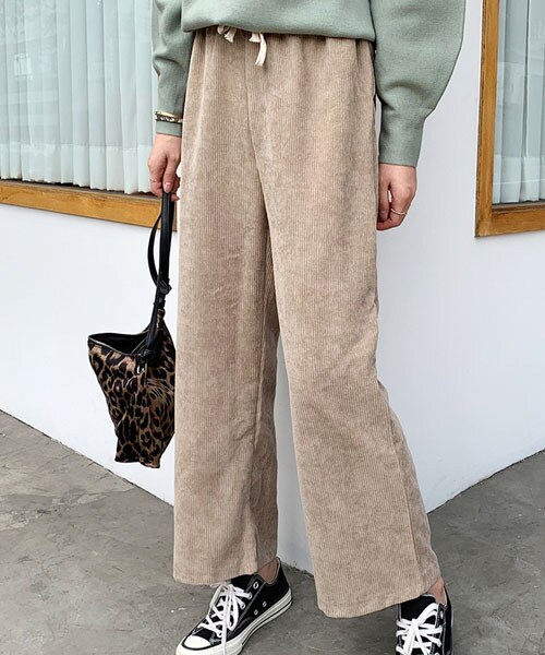 DHOLIC（ディーホリック）の「ドロストコーデュロイパンツ（その他パンツ・レディース・ホワイト/ベージュ/ブラック/グリーン/ブラウン・FREE）」の4枚目の写真