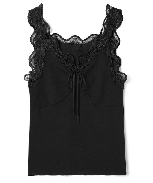 GRL（グレイル）の「スカラップレース付きキャミソール（キャミソール・レディース・ピンク/ブラック/オフホワイト・M）」の3枚目の写真